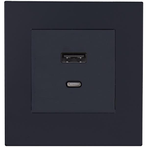 Розетка USB/C внутр. монтажа Bilbao (черная)