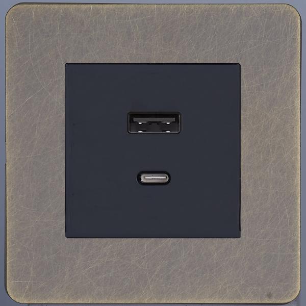 Розетка USB/C внутр. монтажа Leon (антик)