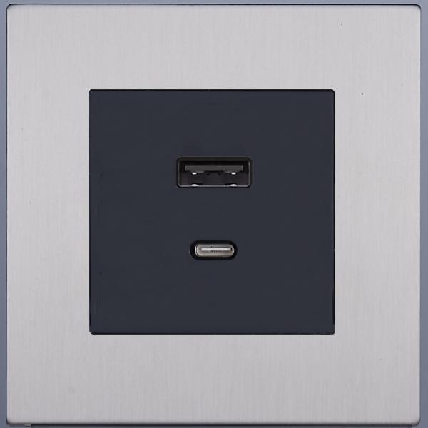 Розетка USB/C внутр. монтажа Bilbao (никель)