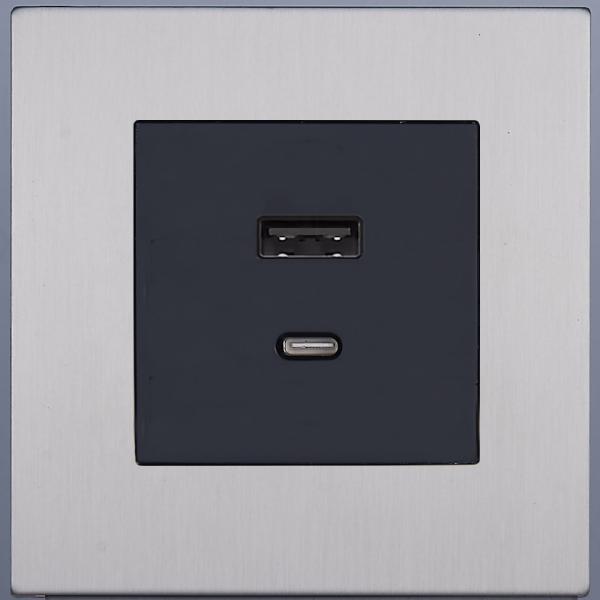 Розетка USB/C внутр. монтажа Asturias (никель)