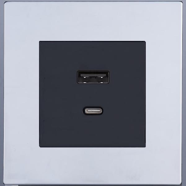 Розетка USB/C внутр. монтажа Navarra (хром)